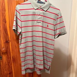 Polo by Ralph Lauren Men's Polo Shirt in Gray and Red